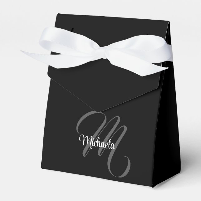 Minimalistic modern monogram initial name favour box (Front Side)
