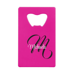 Minimalistic modern monogram initial name hot pink