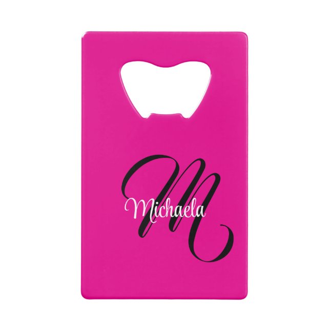 Minimalistic modern monogram initial name hot pink (Front)