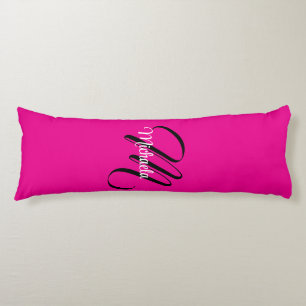 Minimalistic modern monogram initial name hot pink body cushion