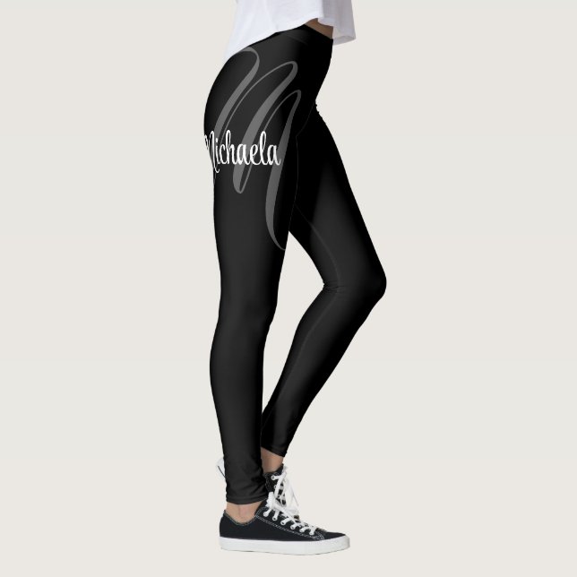 Minimalistic modern monogram initial name leggings (Right)