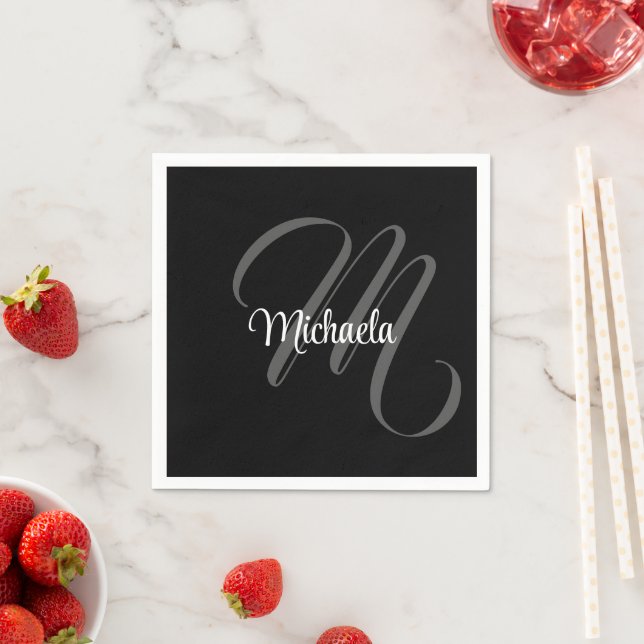Minimalistic modern monogram initial name napkin (Insitu)