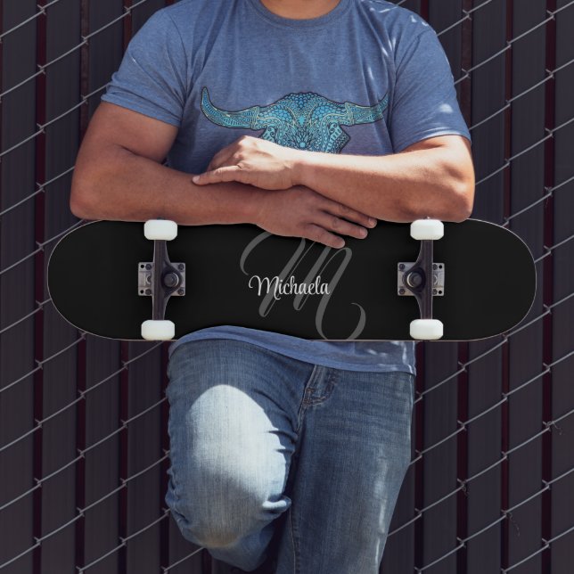 Minimalistic modern monogram initial name skateboard (Outdoor 3)