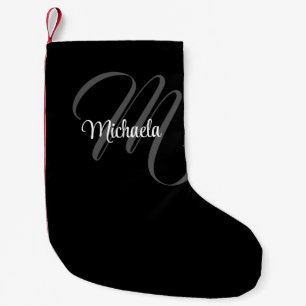 Minimalistic modern monogram initial name small christmas stocking