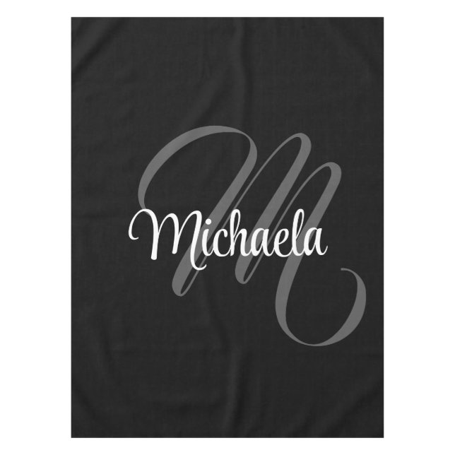 Minimalistic modern monogram initial name tablecloth (Front)