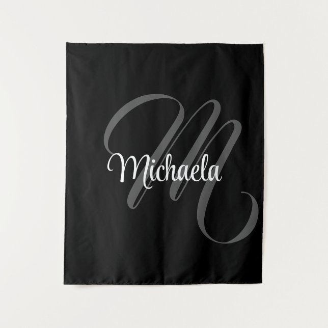 Minimalistic modern monogram initial name tapestry (Front)
