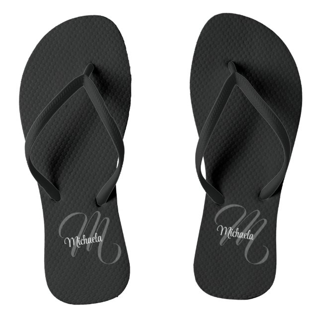 Minimalistic modern monogram initial name thongs (Footbed)