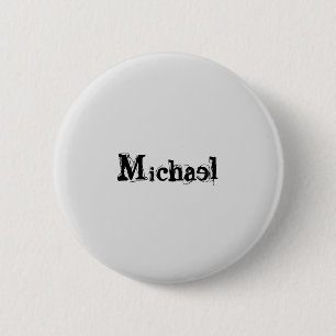 Minimalistic modern monogram name black grey 6 cm round badge