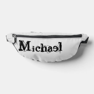 Minimalistic modern monogram name black grey bum bags