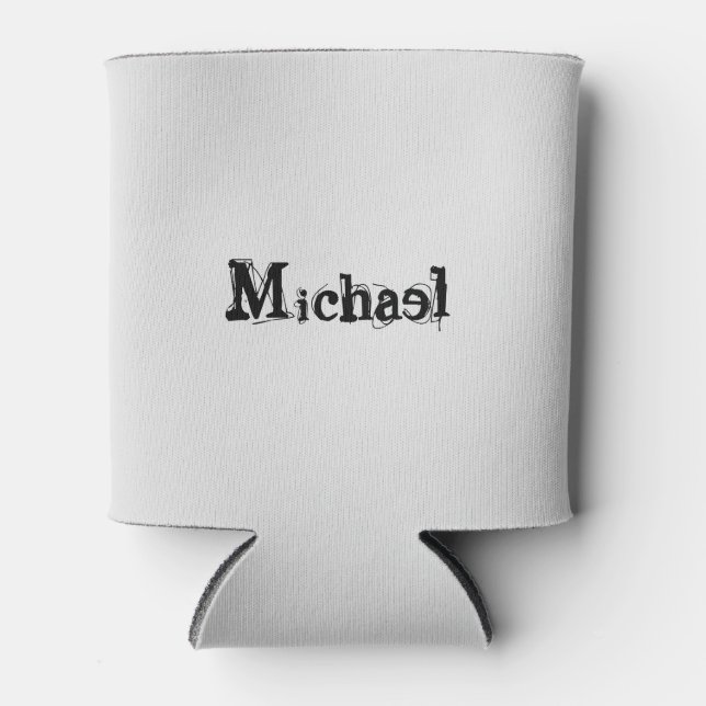 Minimalistic modern monogram name black grey can cooler (Front)