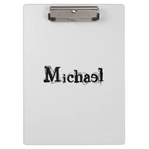 Minimalistic modern monogram name black grey clipboard