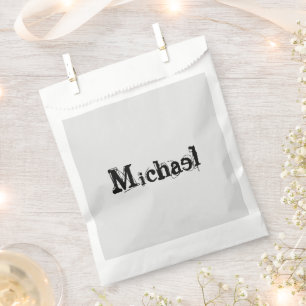 Minimalistic modern monogram name black grey favour bag