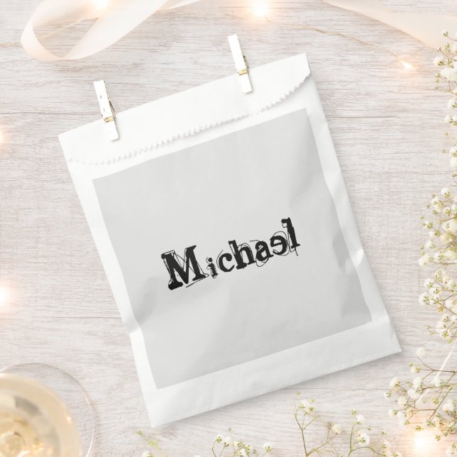 Minimalistic modern monogram name black grey favour bag (Clipped)
