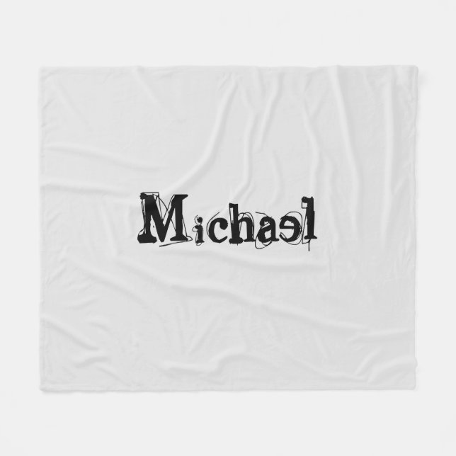 Minimalistic modern monogram name black grey fleece blanket (Front (Horizontal))