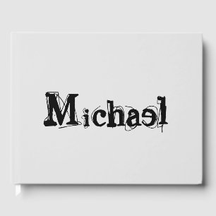 Minimalistic modern monogram name black grey guest book