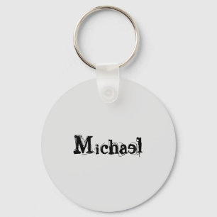 Minimalistic modern monogram name black grey key ring