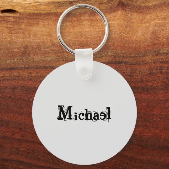 Minimalistic modern monogram name black grey key ring (Front)