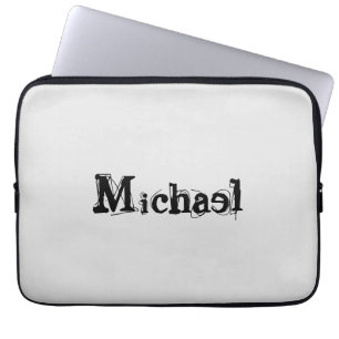 Minimalistic modern monogram name black grey laptop sleeve