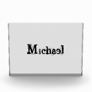 Minimalistic modern monogram name black grey photo block