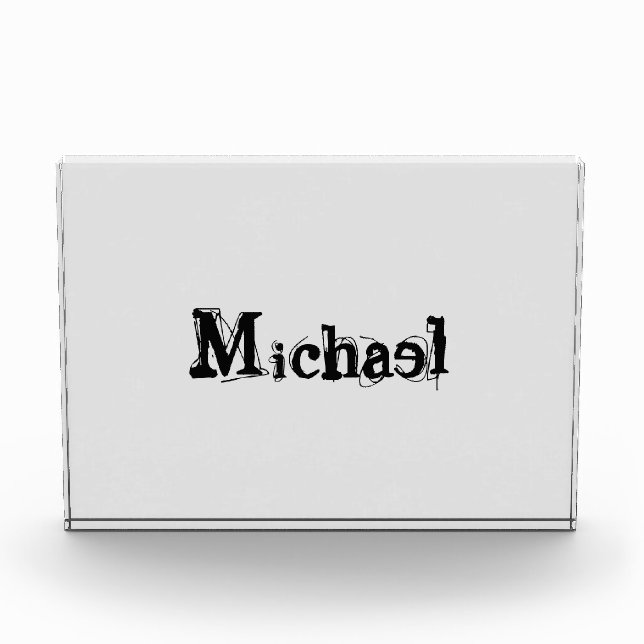 Minimalistic modern monogram name black grey photo block (Front)