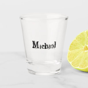 Minimalistic modern monogram name black grey shot glass