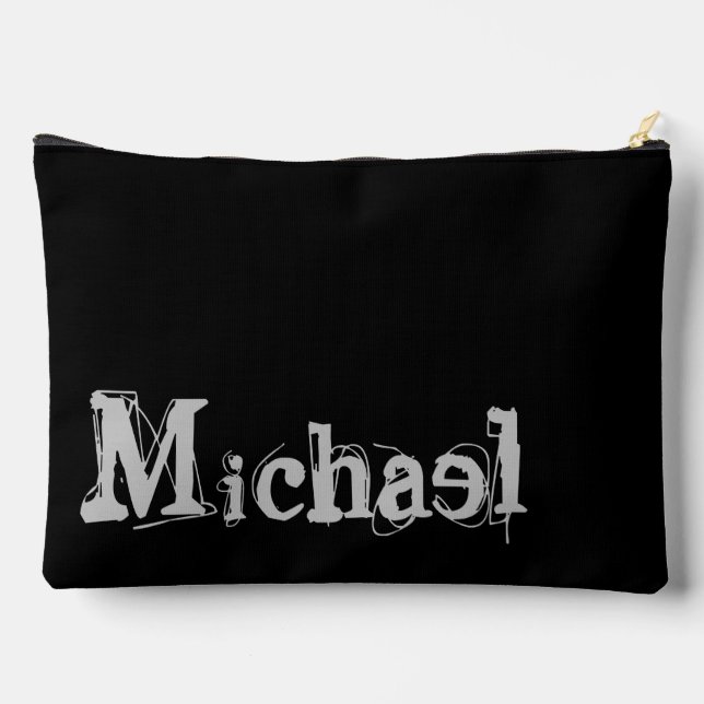 Minimalistic modern monogram name black white accessory pouch (Back)