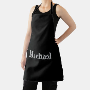 Minimalistic modern monogram name black white apron