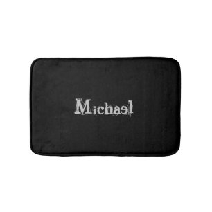 Minimalistic modern monogram name black white bath mat