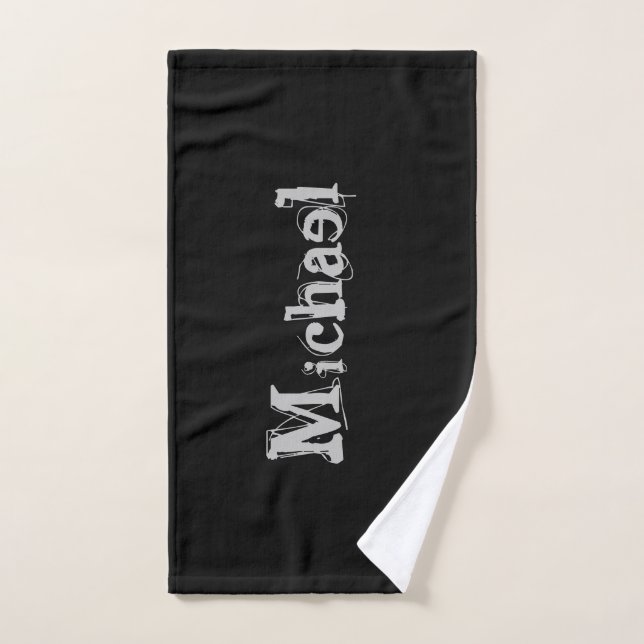Minimalistic modern monogram name black white bath towel set (Hand Towel)