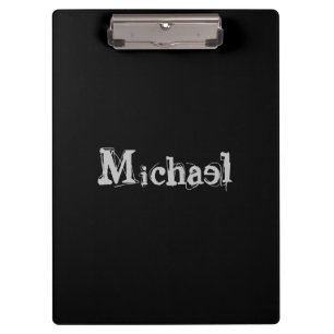 Minimalistic modern monogram name black white clipboard