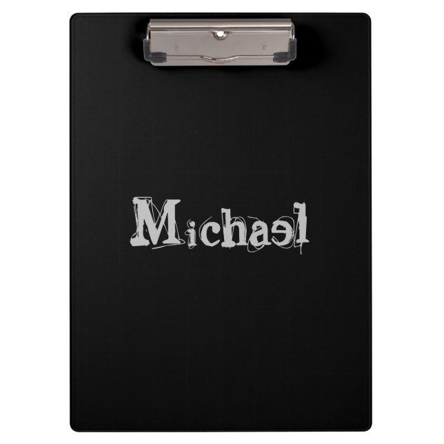 Minimalistic modern monogram name black white clipboard (Front)