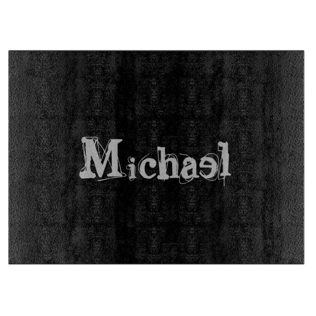 Minimalistic modern monogram name black white cutting board (Front)