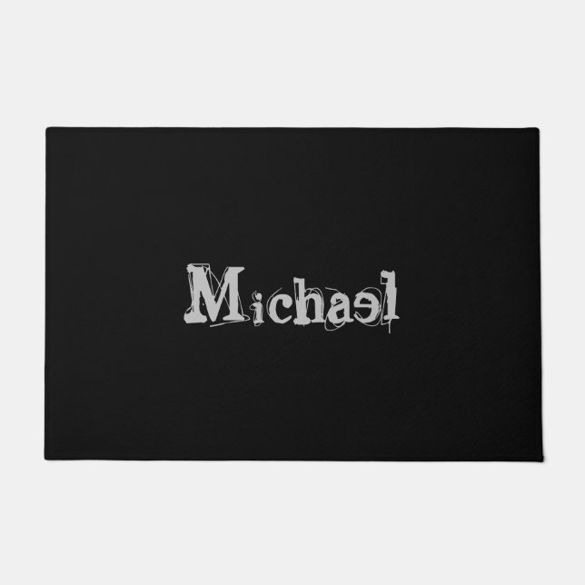 Minimalistic modern monogram name black white doormat (Front)