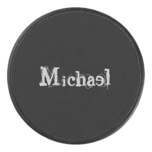 Minimalistic modern monogram name black white hockey puck