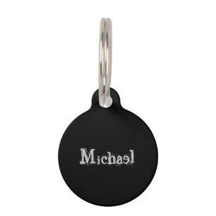 Minimalistic modern monogram name black white pet tag