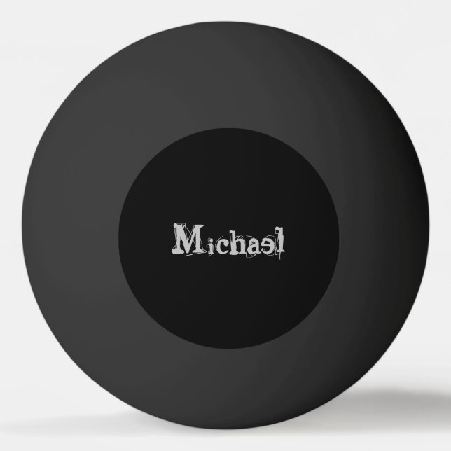 Minimalistic modern monogram name black white ping pong ball (Front)