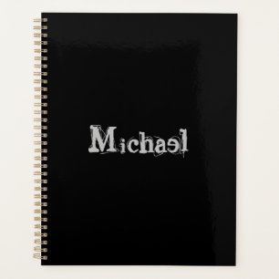 Minimalistic modern monogram name black white planner