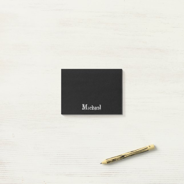 Minimalistic modern monogram name black white post-it notes (On Desk)