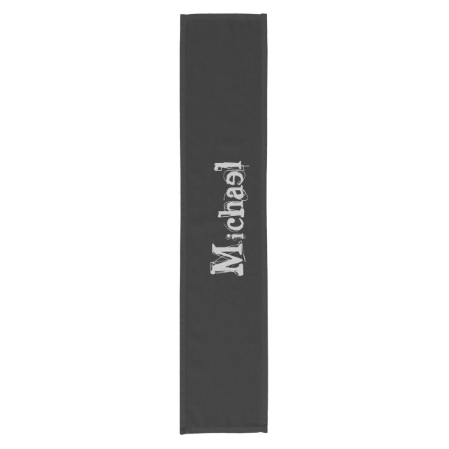 Minimalistic modern monogram name black white short table runner (Front)