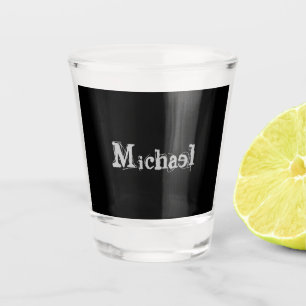 Minimalistic modern monogram name black white shot glass