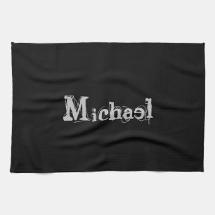 Minimalistic modern monogram name black white tea towel