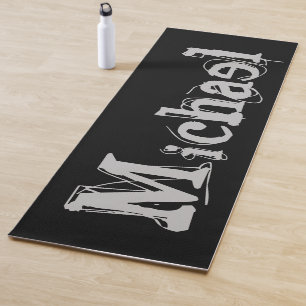 Minimalistic modern monogram name black white yoga yoga mat