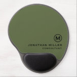 Minimalistic Modern Monogram Olive Green Gel Mouse Pad<br><div class="desc">This minimalistic and modern gel mouse pad is the perfect addition to any office or workspace. The sleek design features a monogram in classic block typography, adding a touch of personalisation, on an olive green background. The gel wrist rest provides comfort and support during long hours of work. The non-slip...</div>