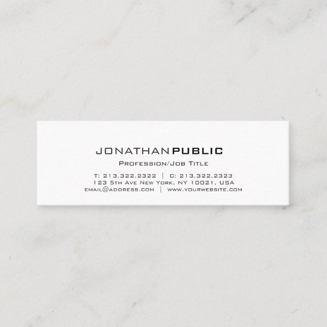 Minimalistic Modern Professional Artistic Plain Mini Business Card (Front)