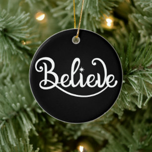 Minimalistic Modern Stylish Personalized Christmas Ceramic Ornament