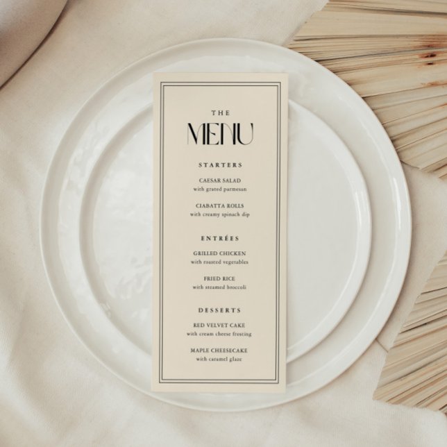 Minimalistic Modern Typography Beige Cream Wedding Menu (Creator Uploaded)