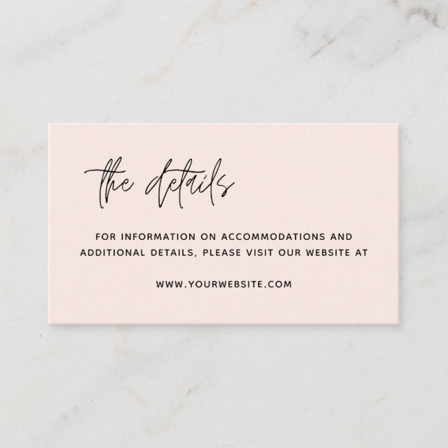 Minimalistic Modern Wedding Details Enclosure Card (Front)