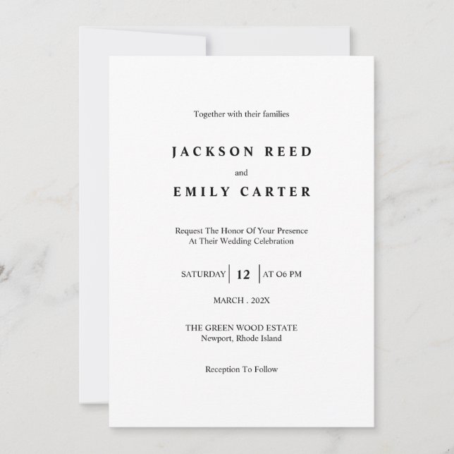 Minimalistic Modern Wedding Invitation Card (Front)
