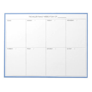 Minimalistic Modern Weekly Planner Notepad   Blue