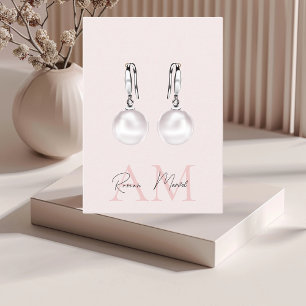  Minimalistic Monogram Initial & Name Pastel Pink  Business Card